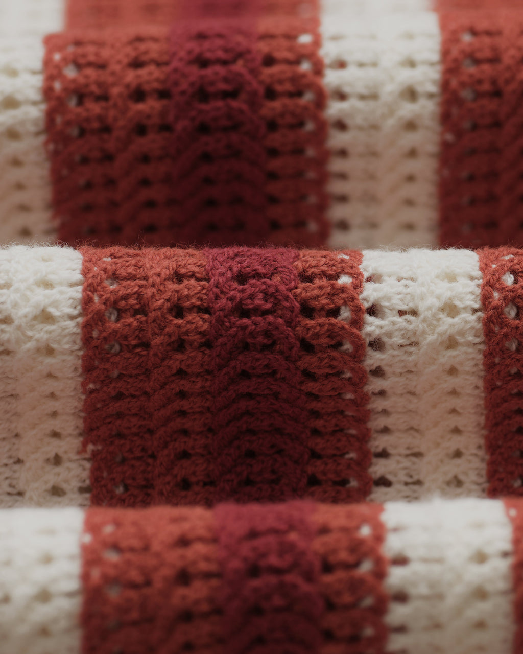 Porto - Ecru And Orange Stripe Crochet Knitted Shirt