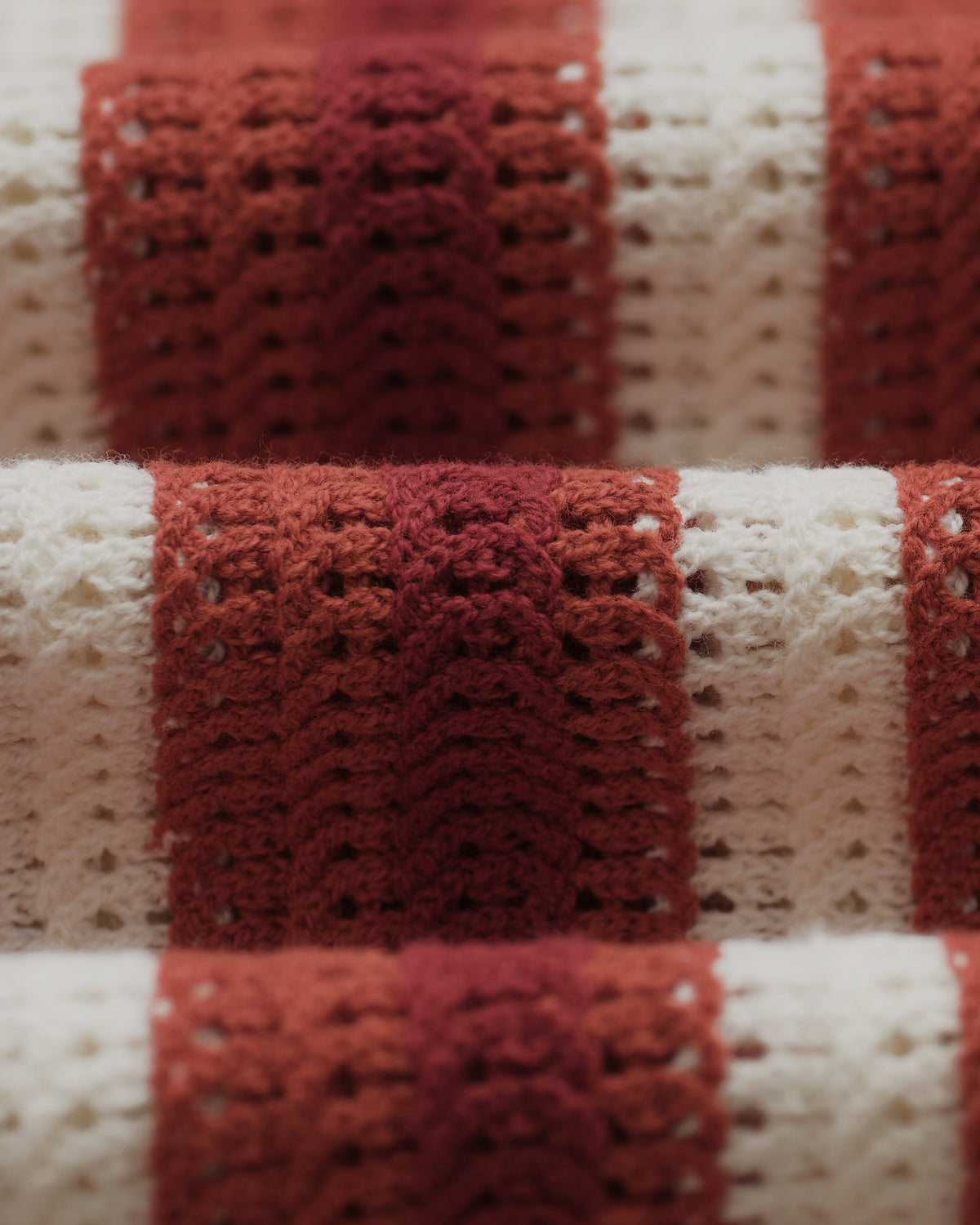 Porto - Ecru And Orange Stripe Crochet Knitted Shirt