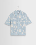 Porto - Pale Blue Doodle Crochet Knitted Shirt