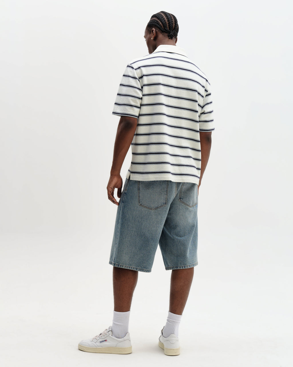 Redman - Ecru Textured Stripe Organic Cotton Polo Shirt