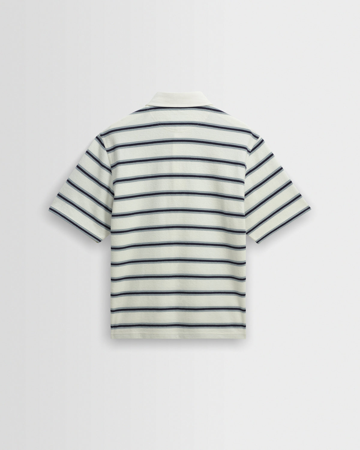 Redman - Ecru Textured Stripe Organic Cotton Polo Shirt