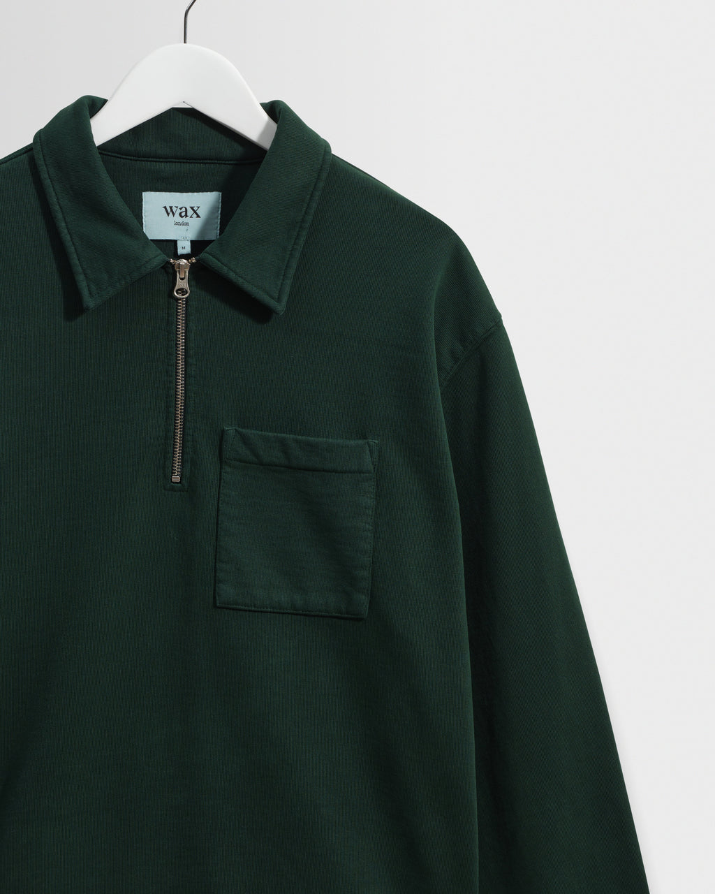 Reeve - Washed Green Loopback Organic Cotton Collared Sweatshirt