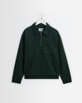 Reeve - Washed Green Loopback Organic Cotton Collared Sweatshirt