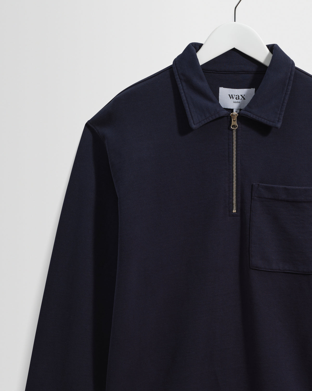 Reeve - Washed Navy Loopback Organic Cotton Collared Sweatshirt