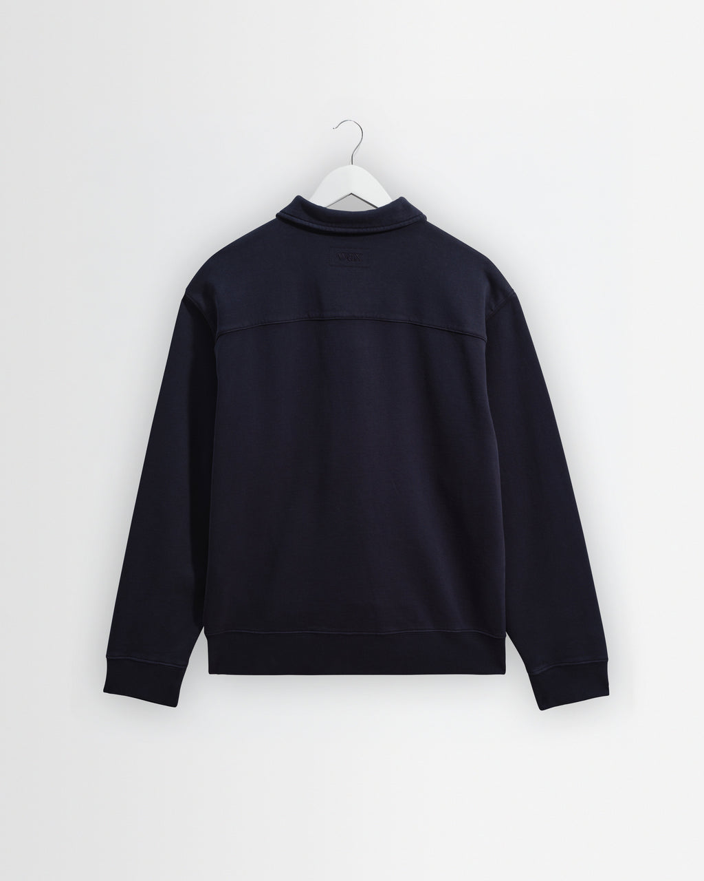 Reeve - Washed Navy Loopback Organic Cotton Collared Sweatshirt