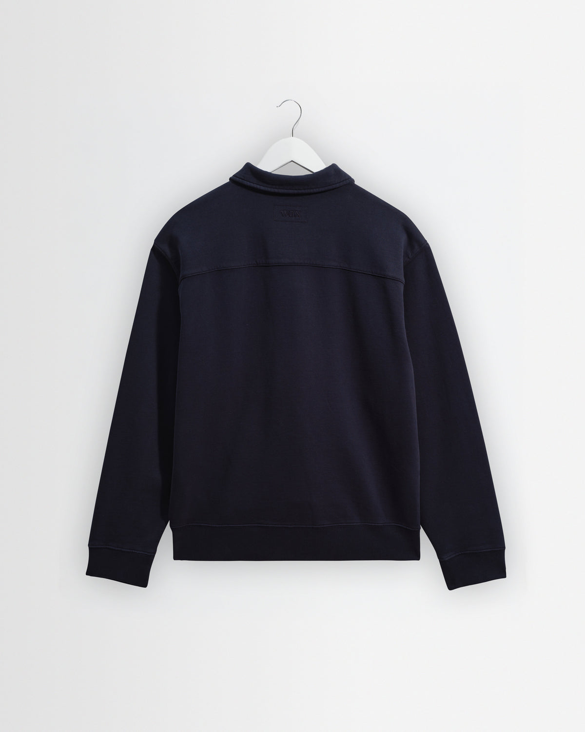 Reeve - Washed Navy Loopback Organic Cotton Collared Sweatshirt