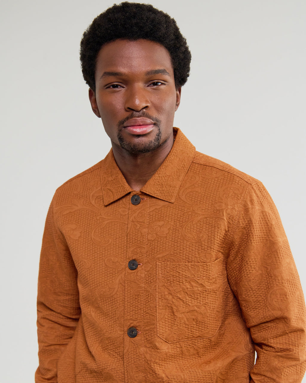 Rockley - Rust Honeycomb Jacquard Overshirt