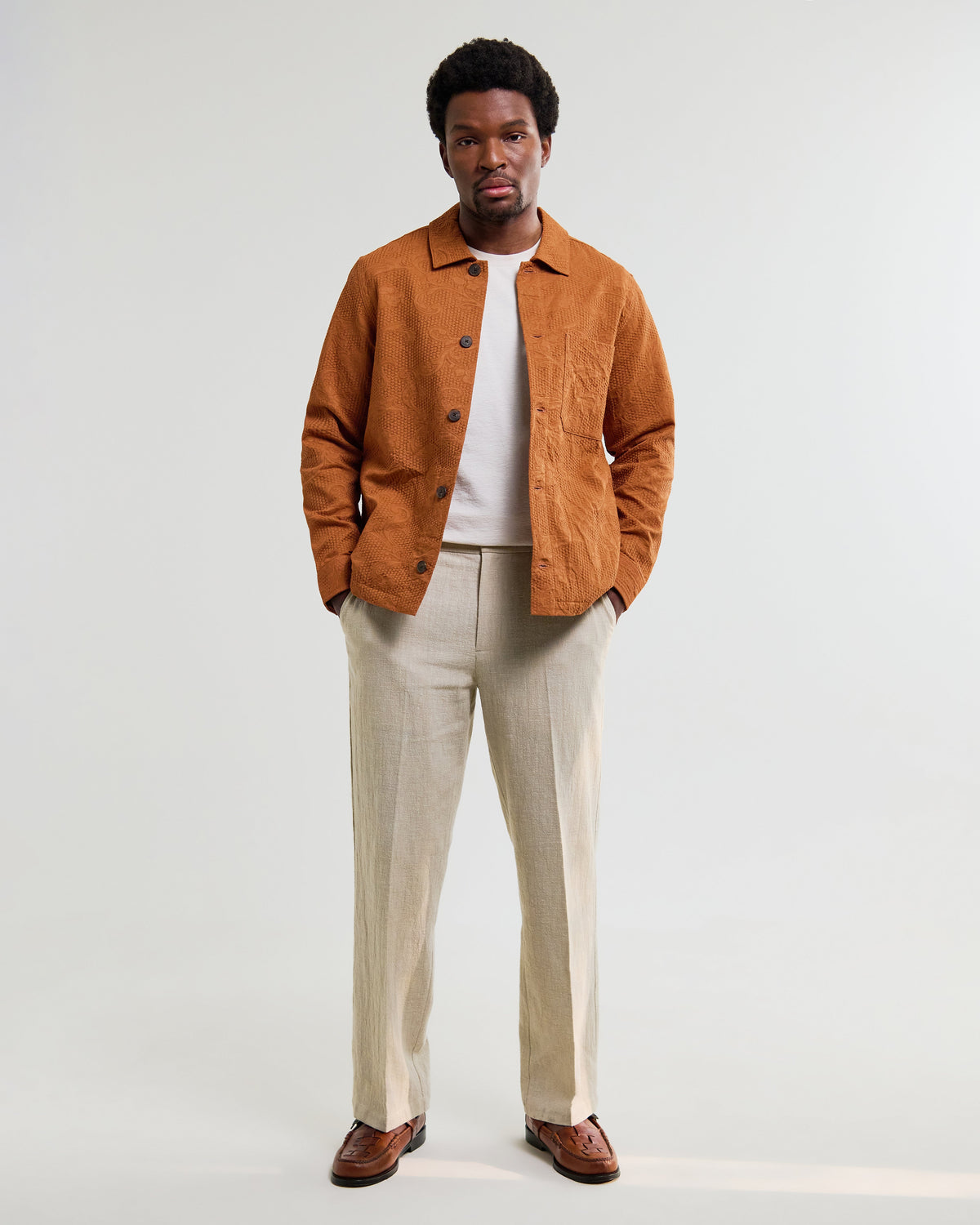 Rockley - Rust Honeycomb Jacquard Overshirt