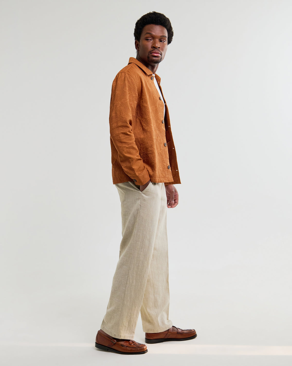 Rockley - Rust Honeycomb Jacquard Overshirt
