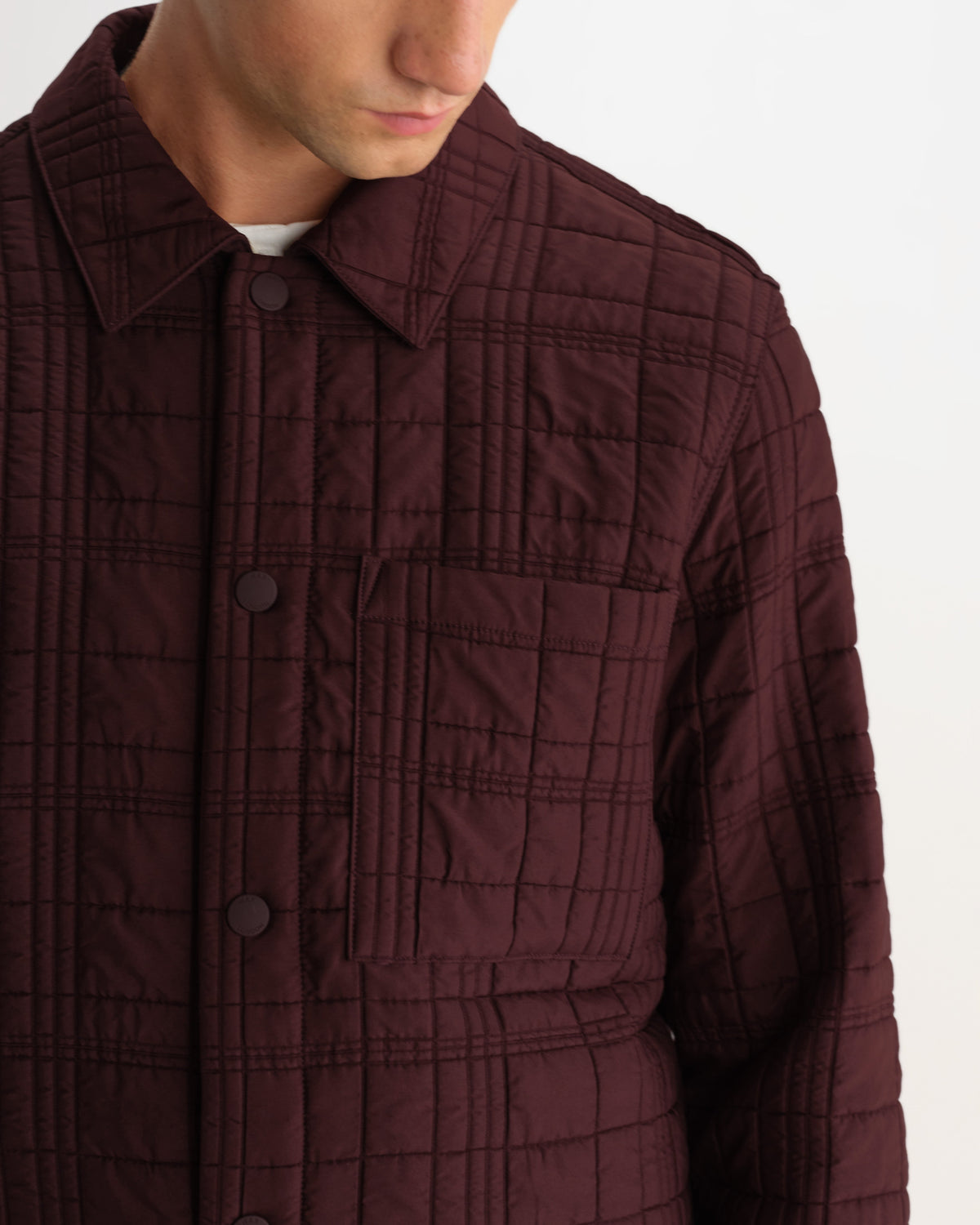 Romer - Dark Burgundy Quilted Check Overshirt