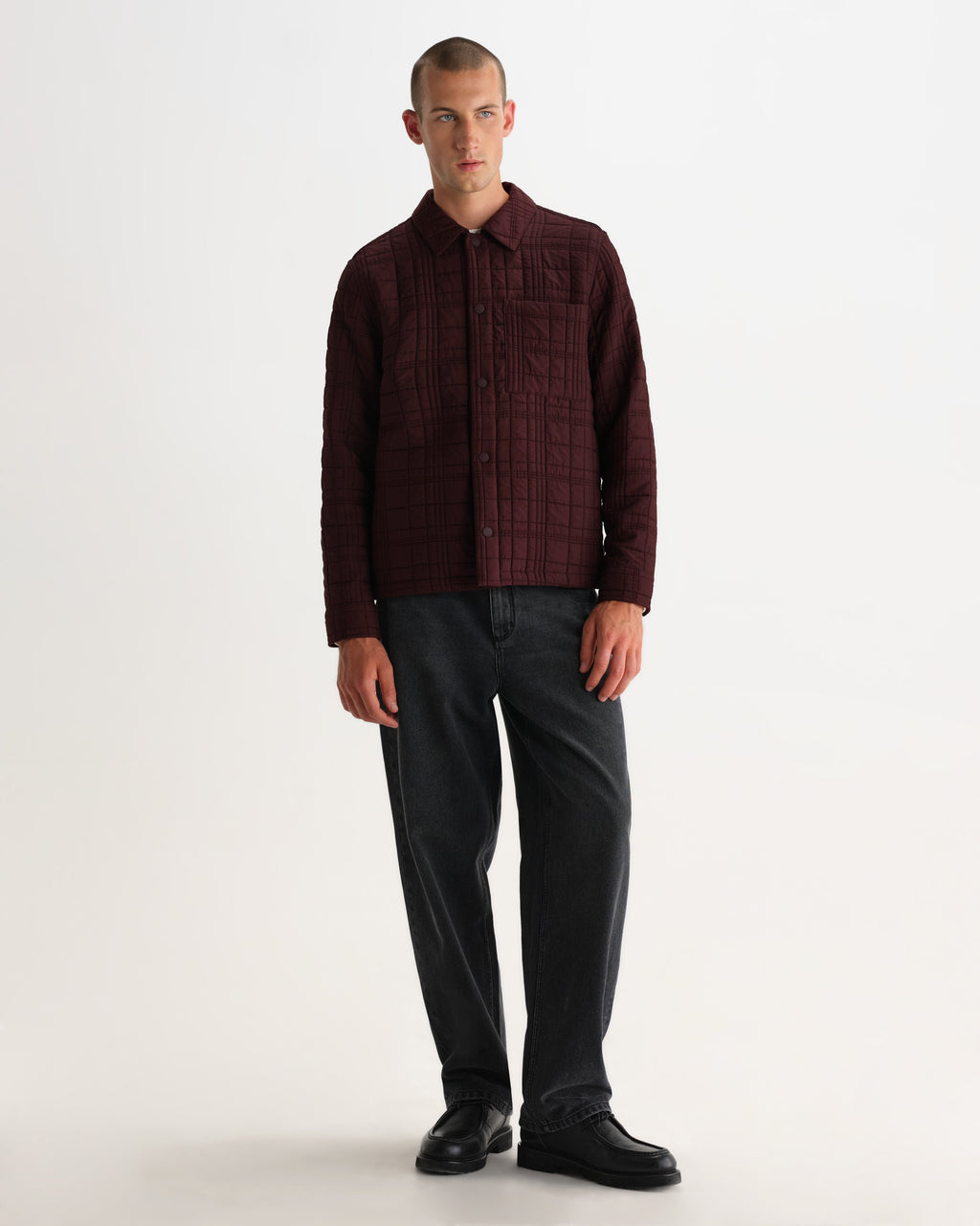 Romer - Dark Burgundy Quilted Check Overshirt
