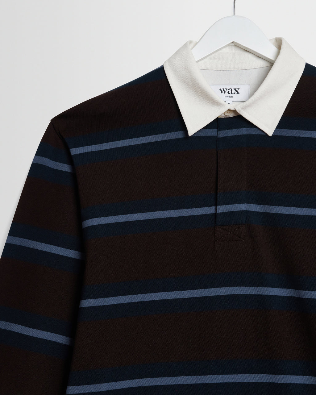 Rowhill - Brown And Blue Mirror Stripe Loopback Rugby Shirt