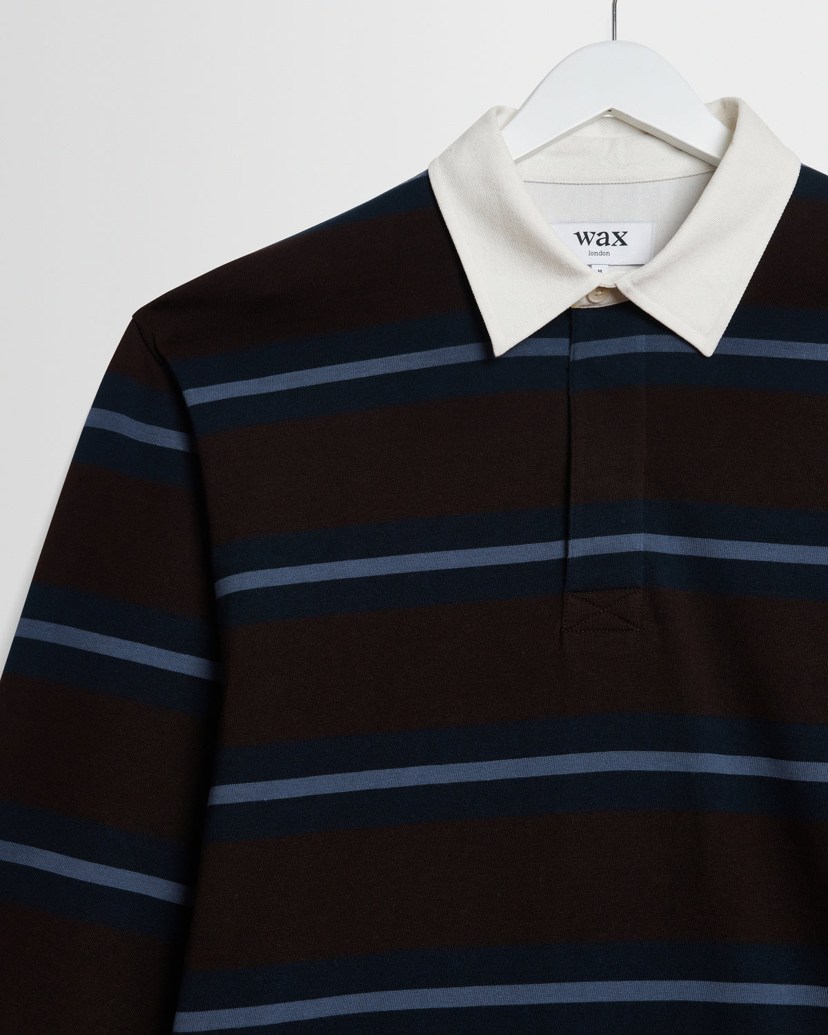 Rowhill - Brown And Blue Mirror Stripe Loopback Rugby Shirt
