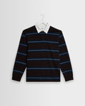 Rowhill - Brown And Blue Mirror Stripe Loopback Rugby Shirt