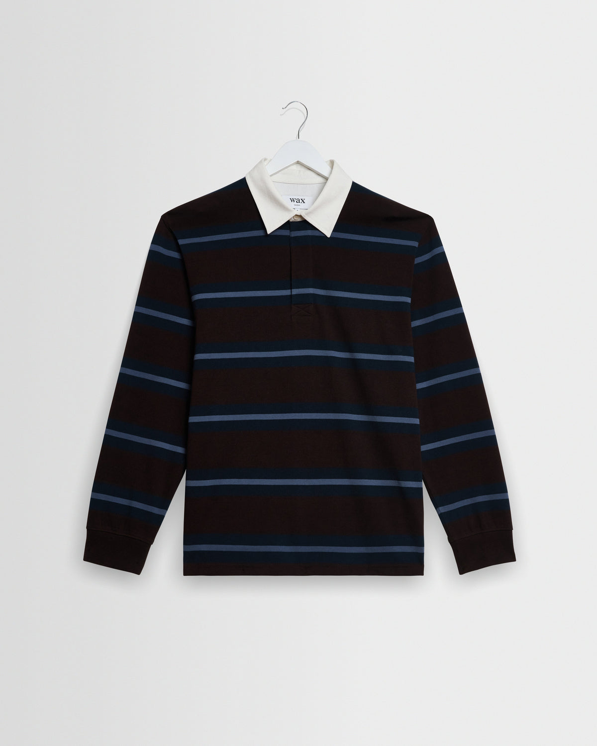 Rowhill - Brown And Blue Mirror Stripe Loopback Rugby Shirt