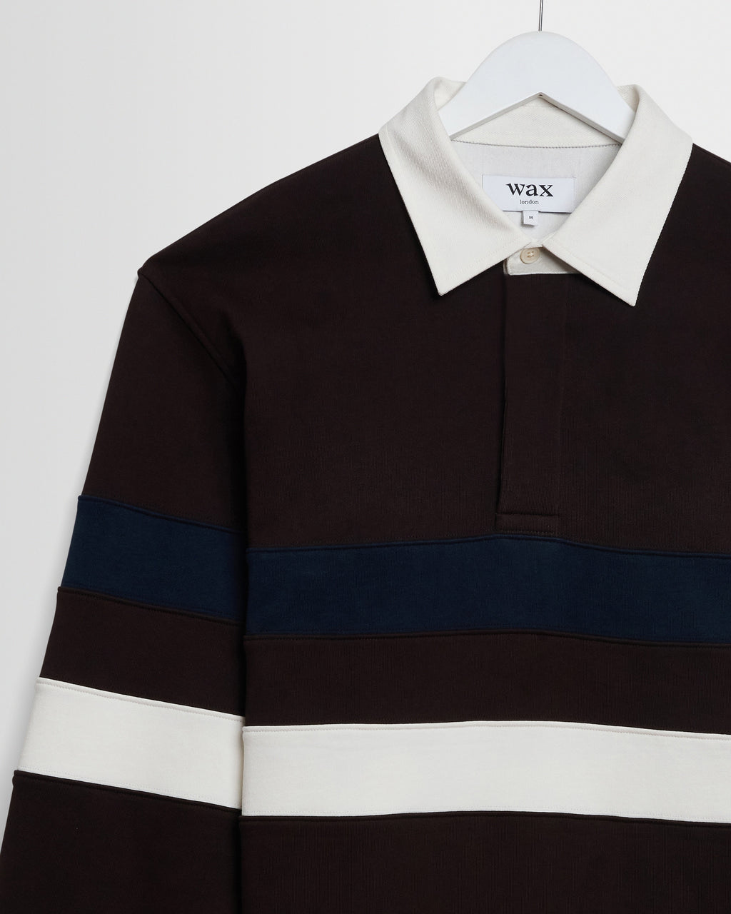 Rowhill - Brown And Navy Stripe Loopback Rugby Shirt