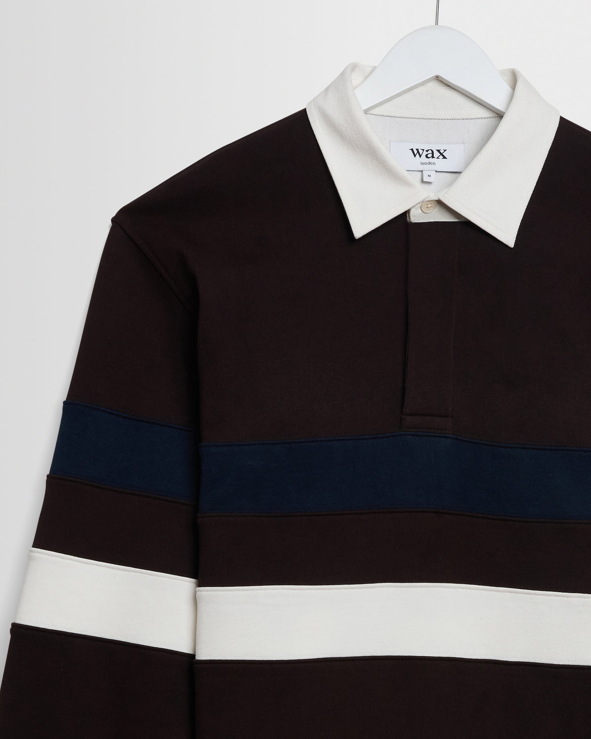 Rowhill - Brown And Navy Stripe Loopback Rugby Shirt