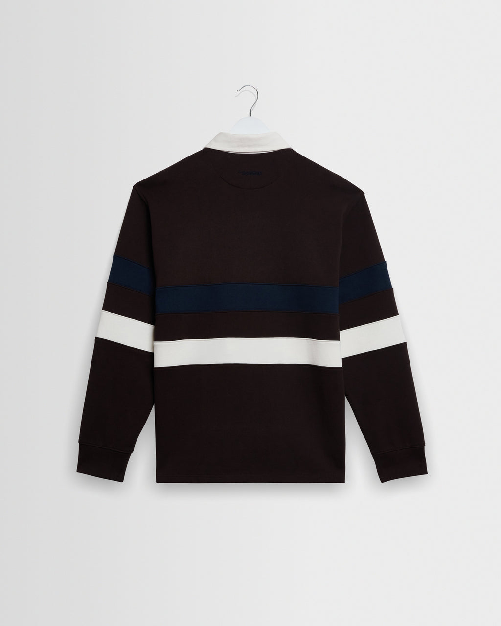 Rowhill - Brown And Navy Stripe Loopback Rugby Shirt