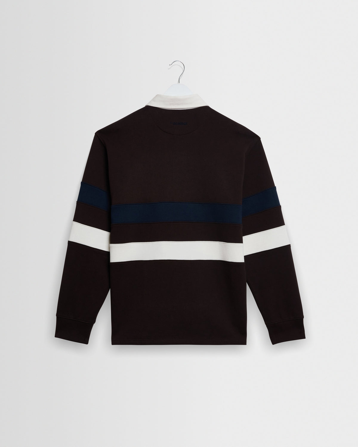Rowhill - Brown And Navy Stripe Loopback Rugby Shirt