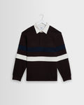 Rowhill - Brown And Navy Stripe Loopback Rugby Shirt