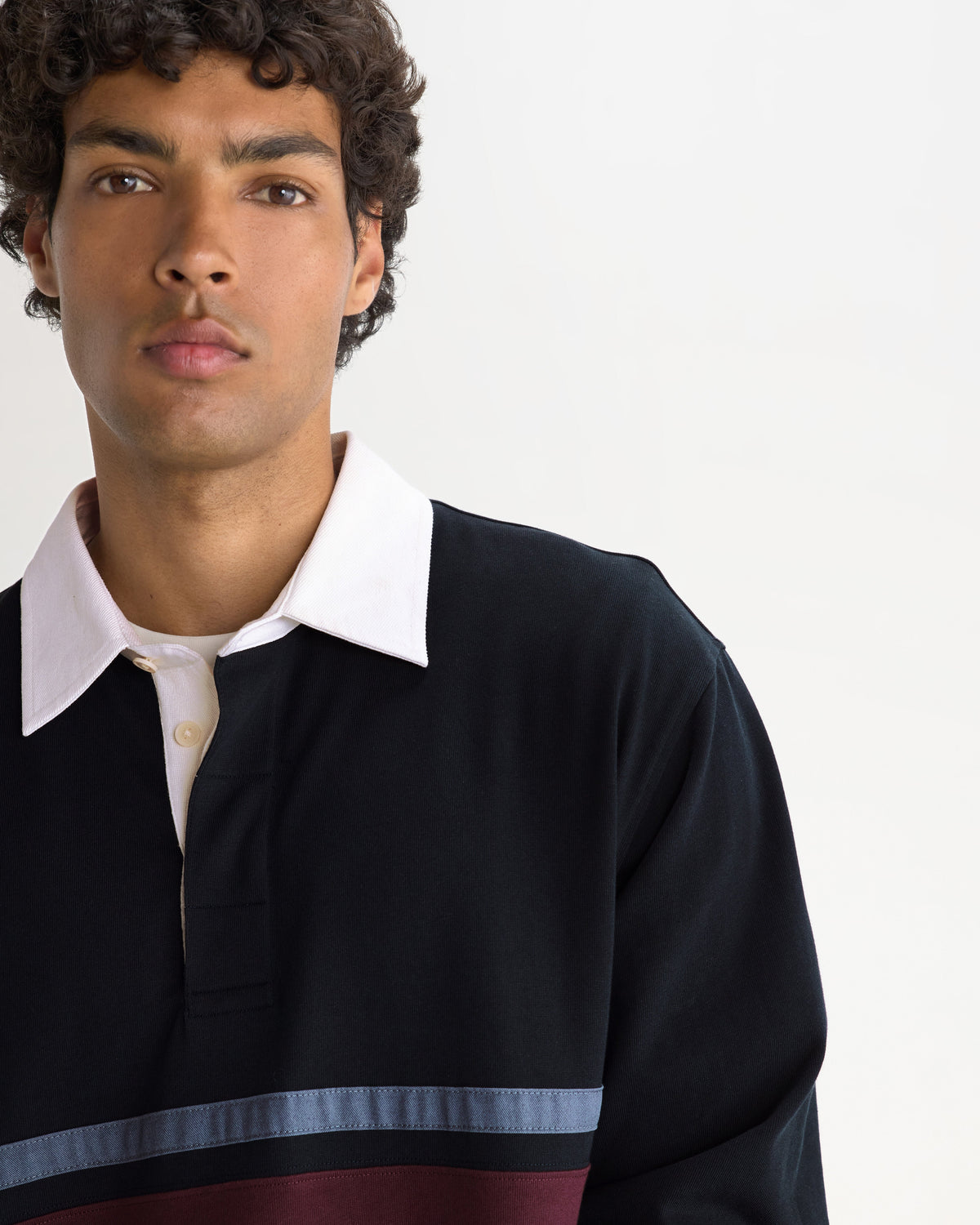 Rowhill - Navy And Purple Stripe Loopback Rugby Shirt