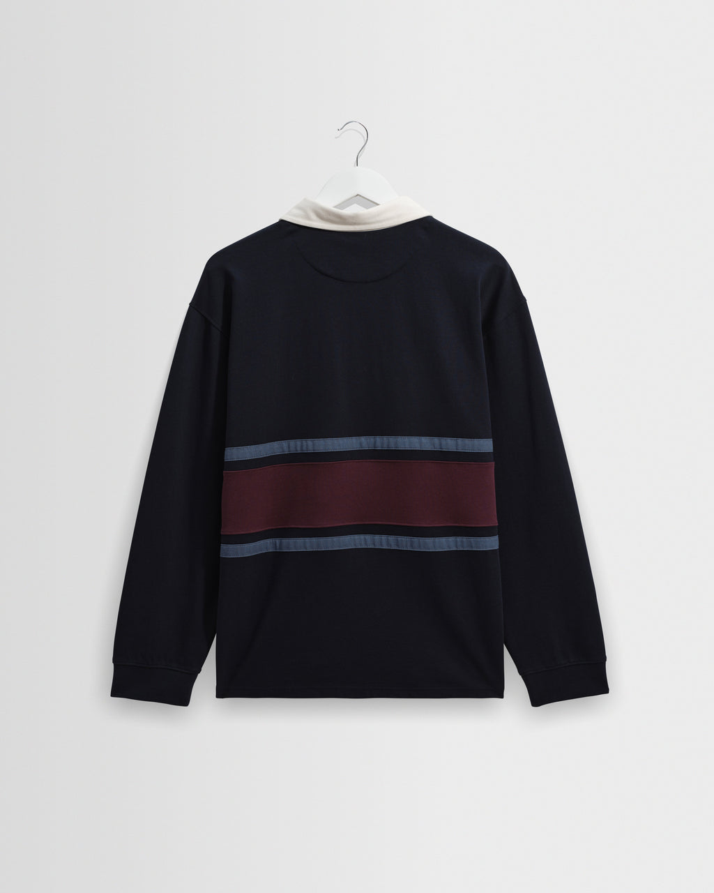 Rowhill - Navy And Purple Stripe Loopback Rugby Shirt