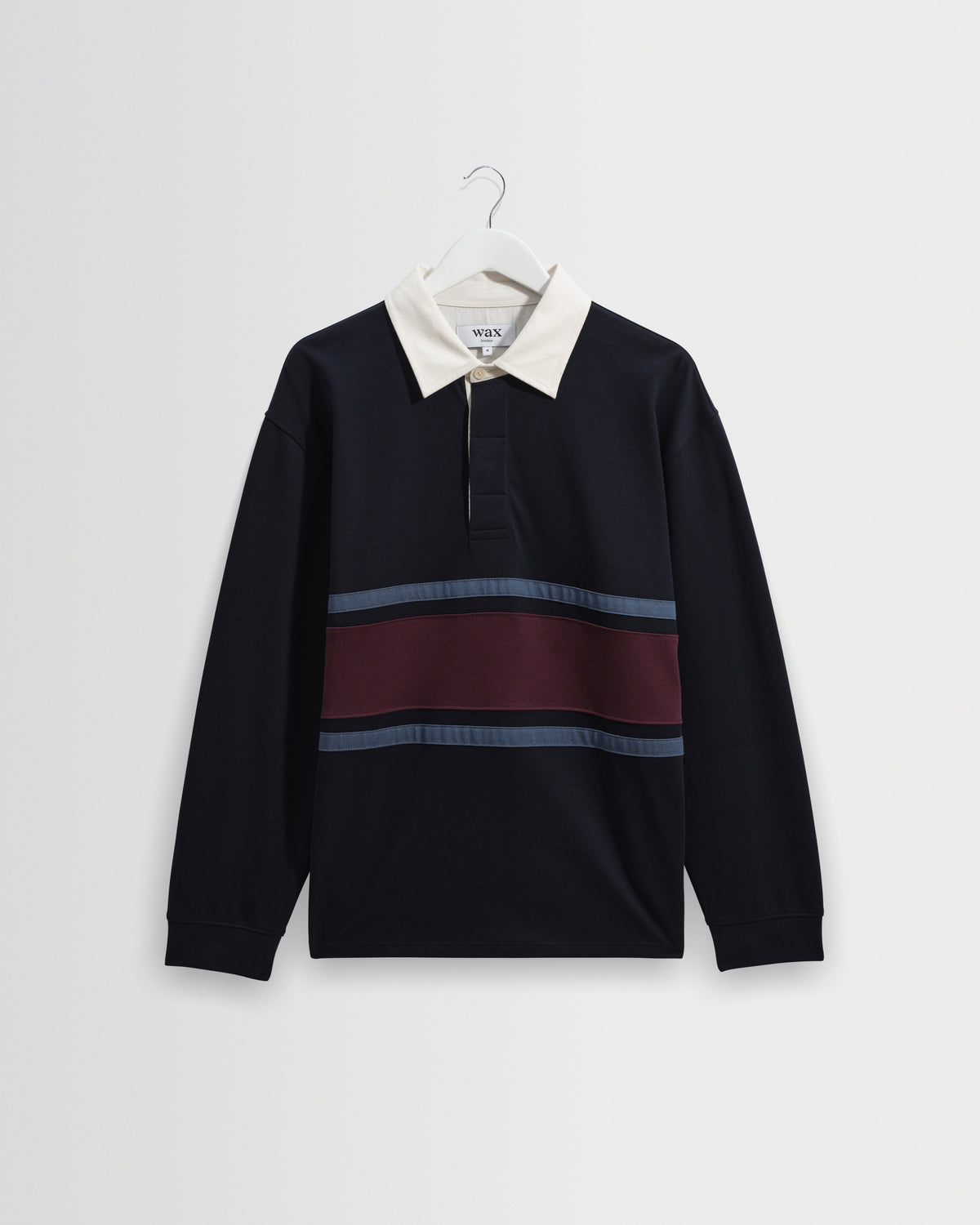 Rowhill - Navy And Purple Stripe Loopback Rugby Shirt