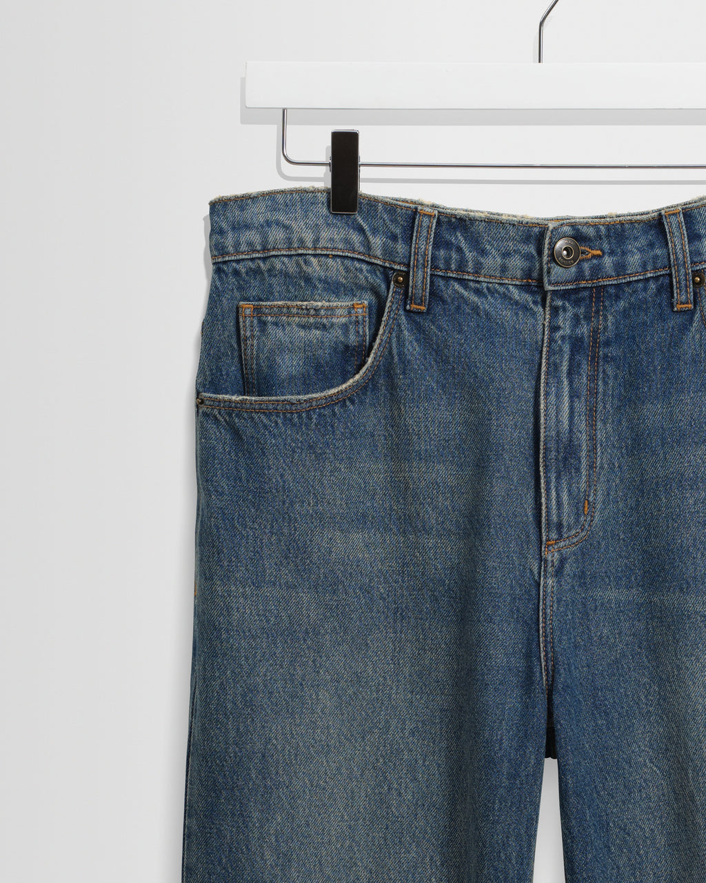 Russell - Mid Blue Faded Vintage Straight Fit Denim Jeans