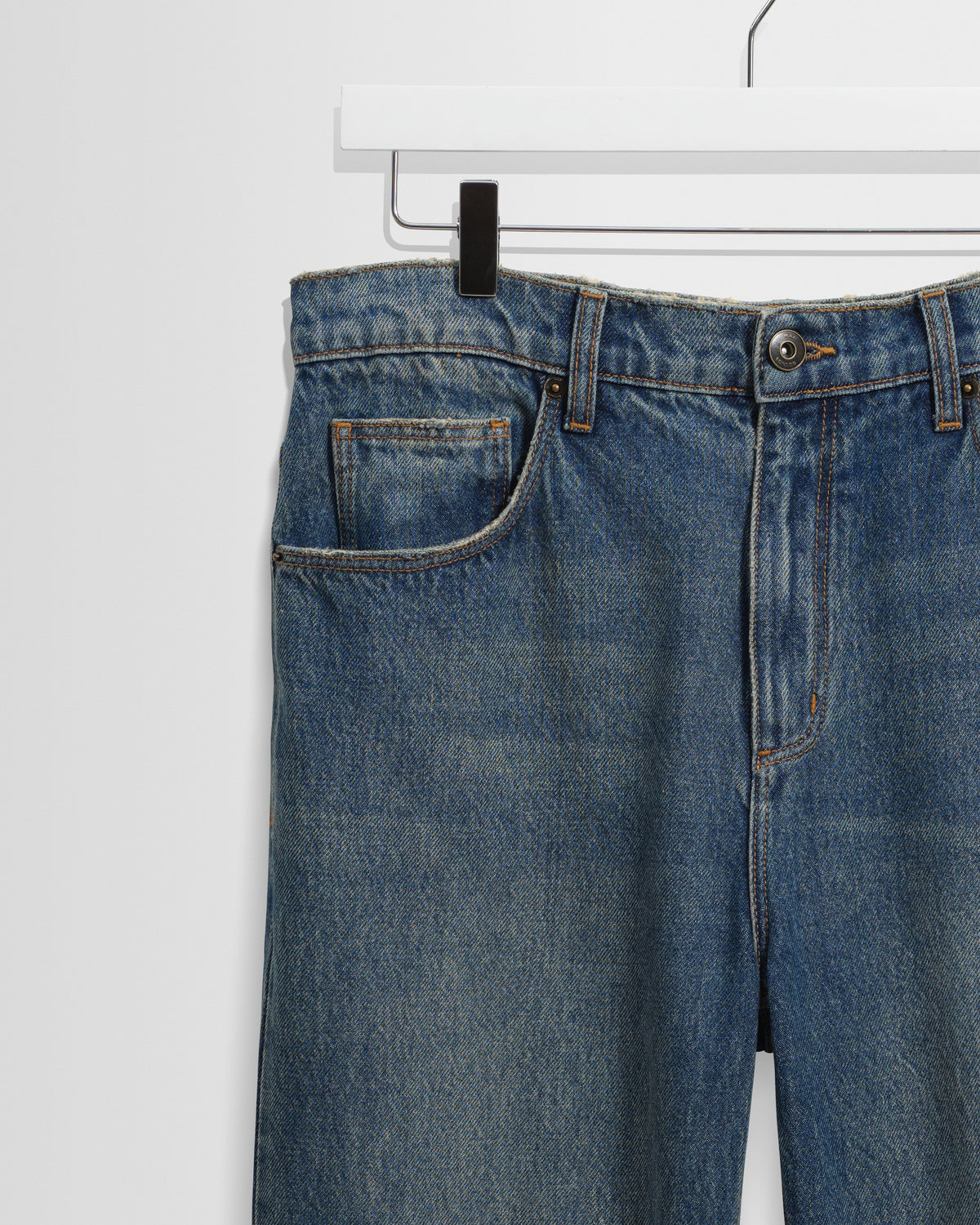 Russell - Mid Blue Faded Vintage Straight Fit Denim Jeans