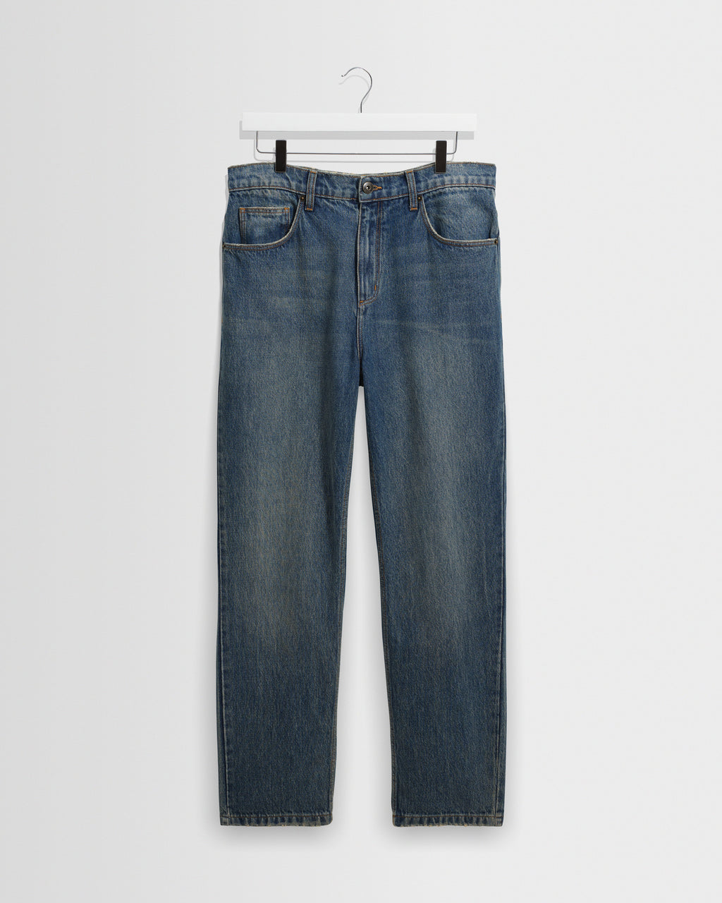 Russell - Mid Blue Faded Vintage Straight Fit Denim Jeans