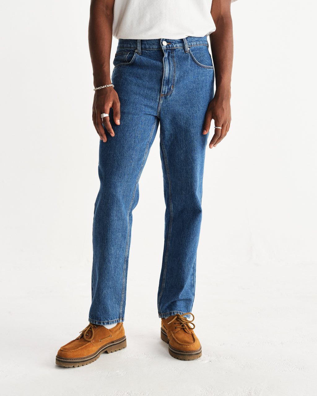Russell - Mid Blue Straight Fit Denim Jeans