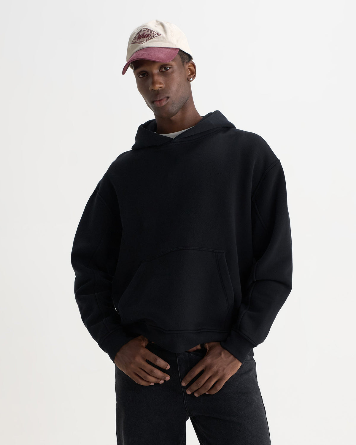 Rydal - Black Brushed Loopback Cotton Hoodie
