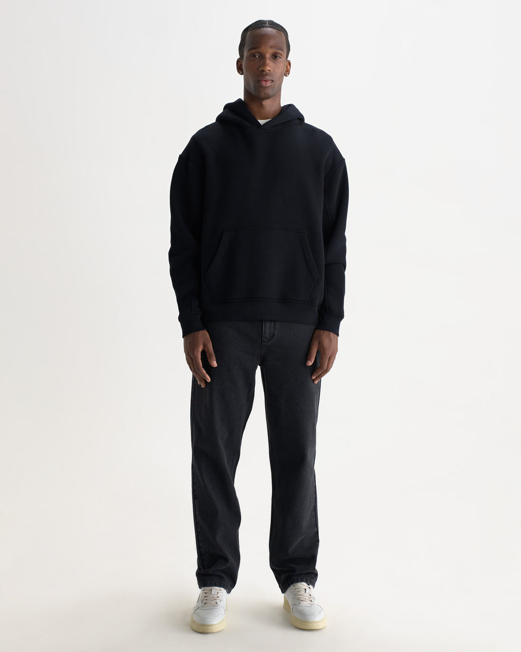 Rydal - Black Brushed Loopback Cotton Hoodie