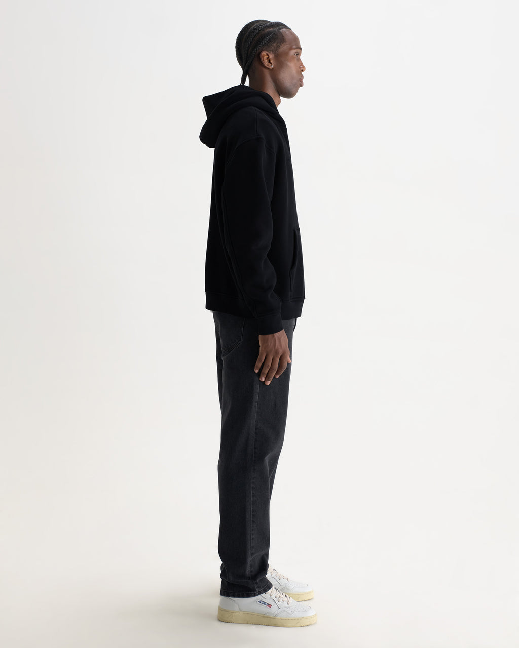 Rydal - Black Brushed Loopback Cotton Hoodie