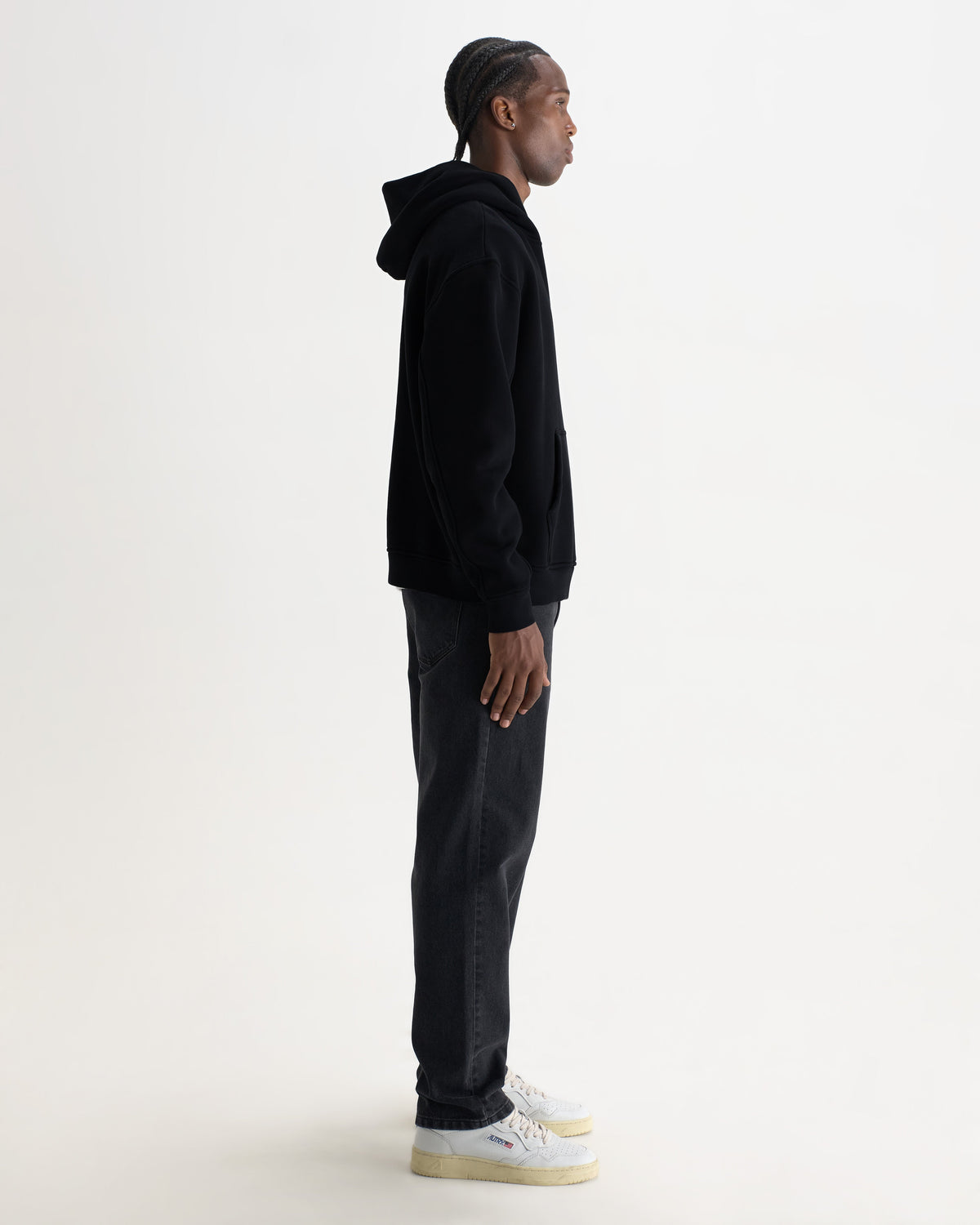 Rydal - Black Brushed Loopback Cotton Hoodie
