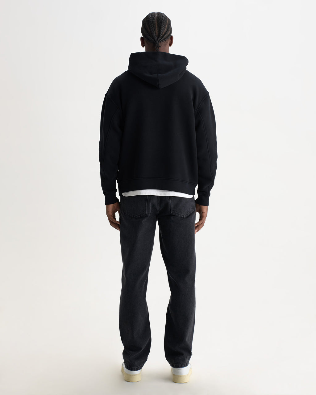 Rydal - Black Brushed Loopback Cotton Hoodie