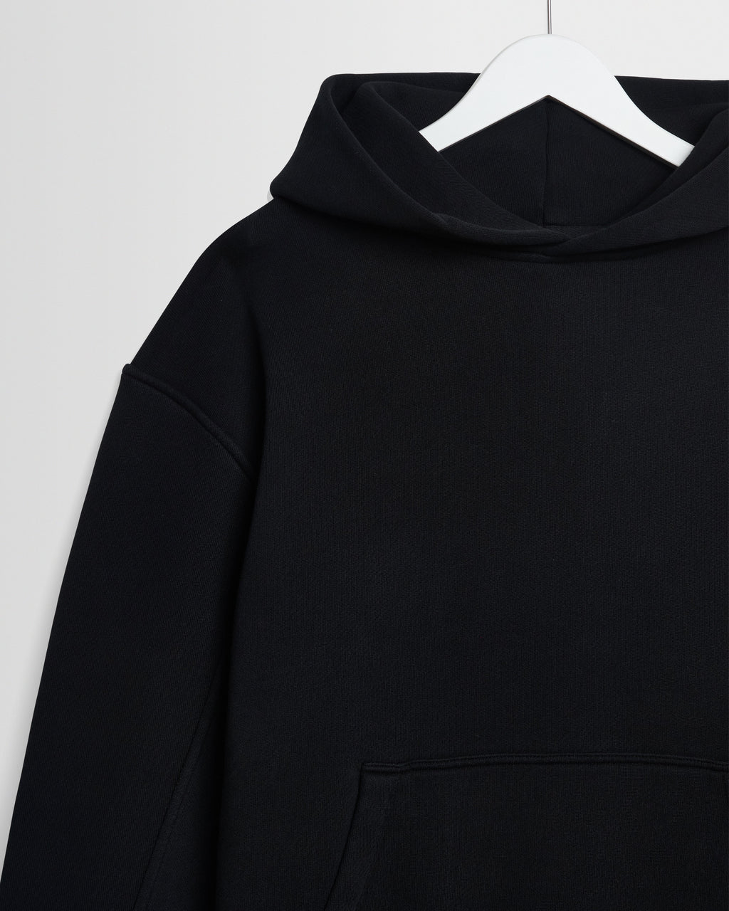 Rydal - Black Brushed Loopback Cotton Hoodie