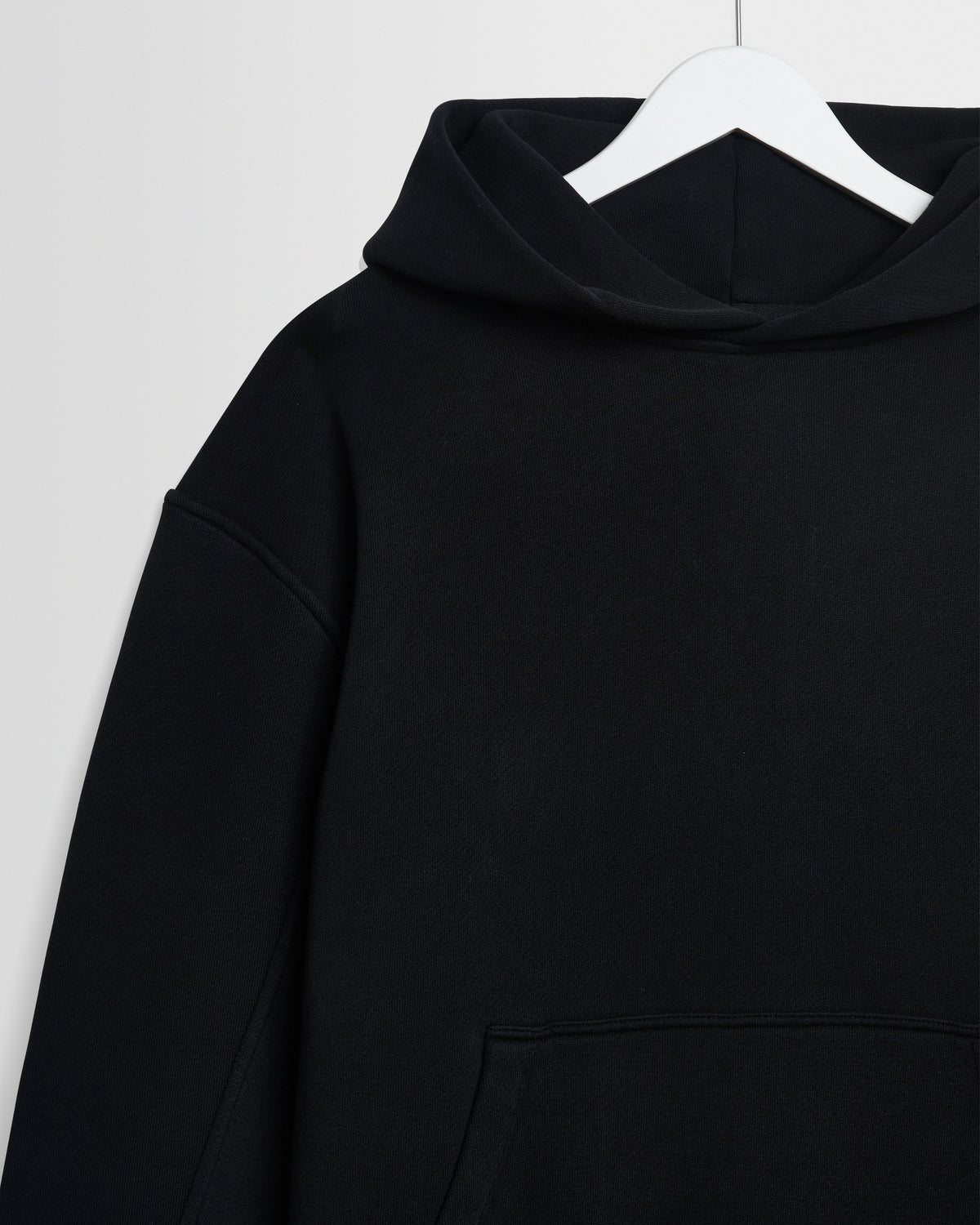 Rydal - Black Brushed Loopback Cotton Hoodie