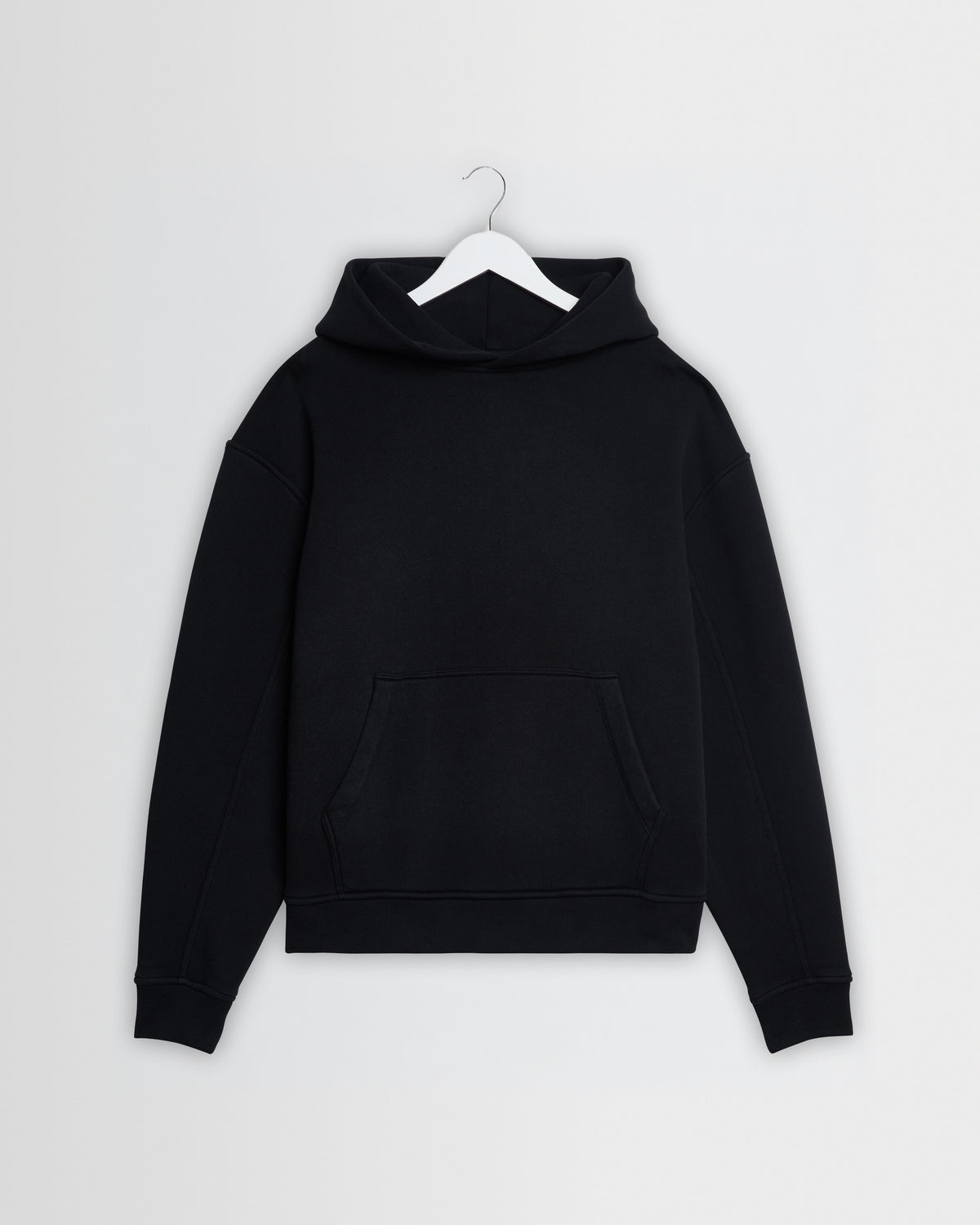 Rydal - Black Brushed Loopback Cotton Hoodie