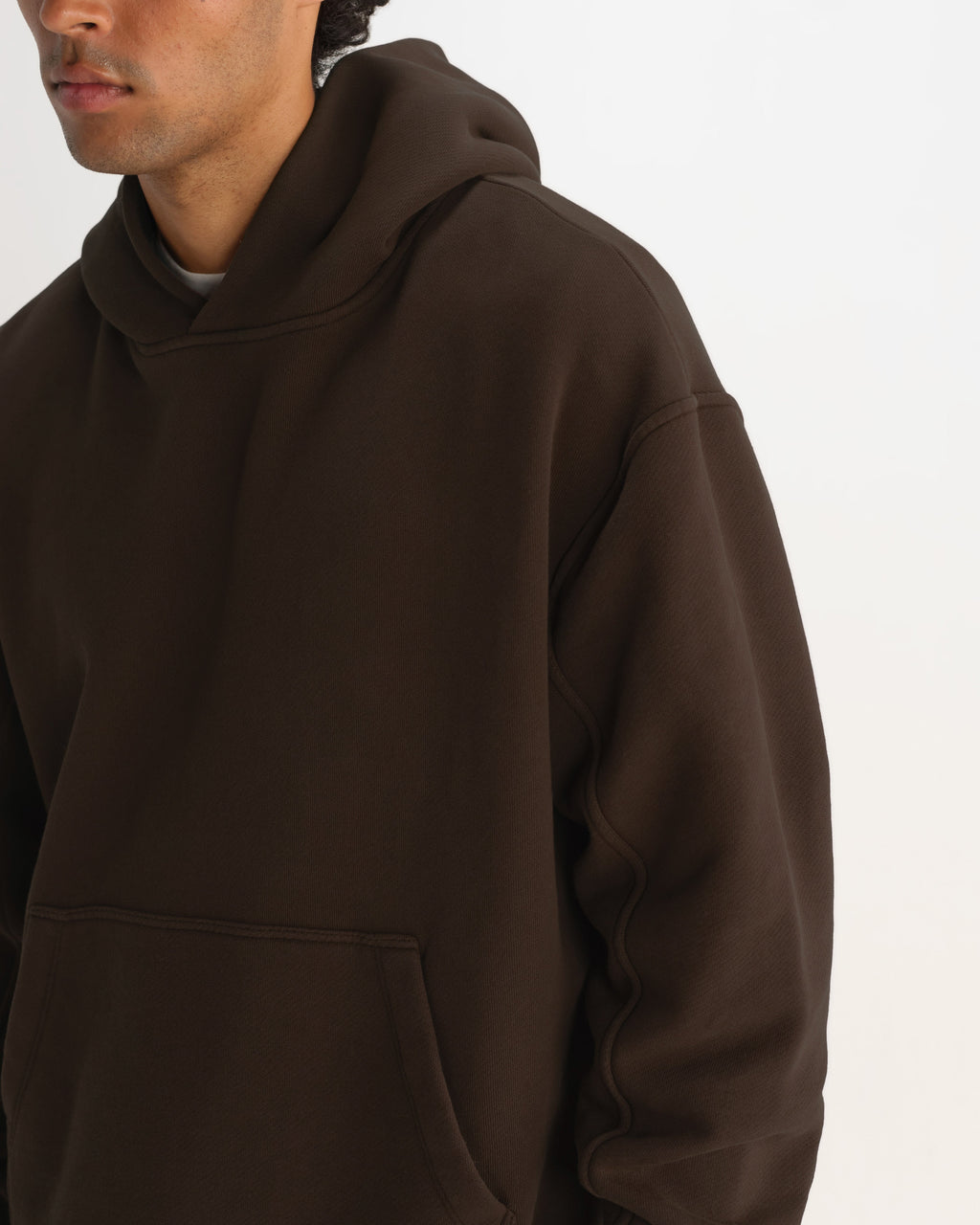 Rydal - Dark Brown Brushed Loopback Cotton Hoodie
