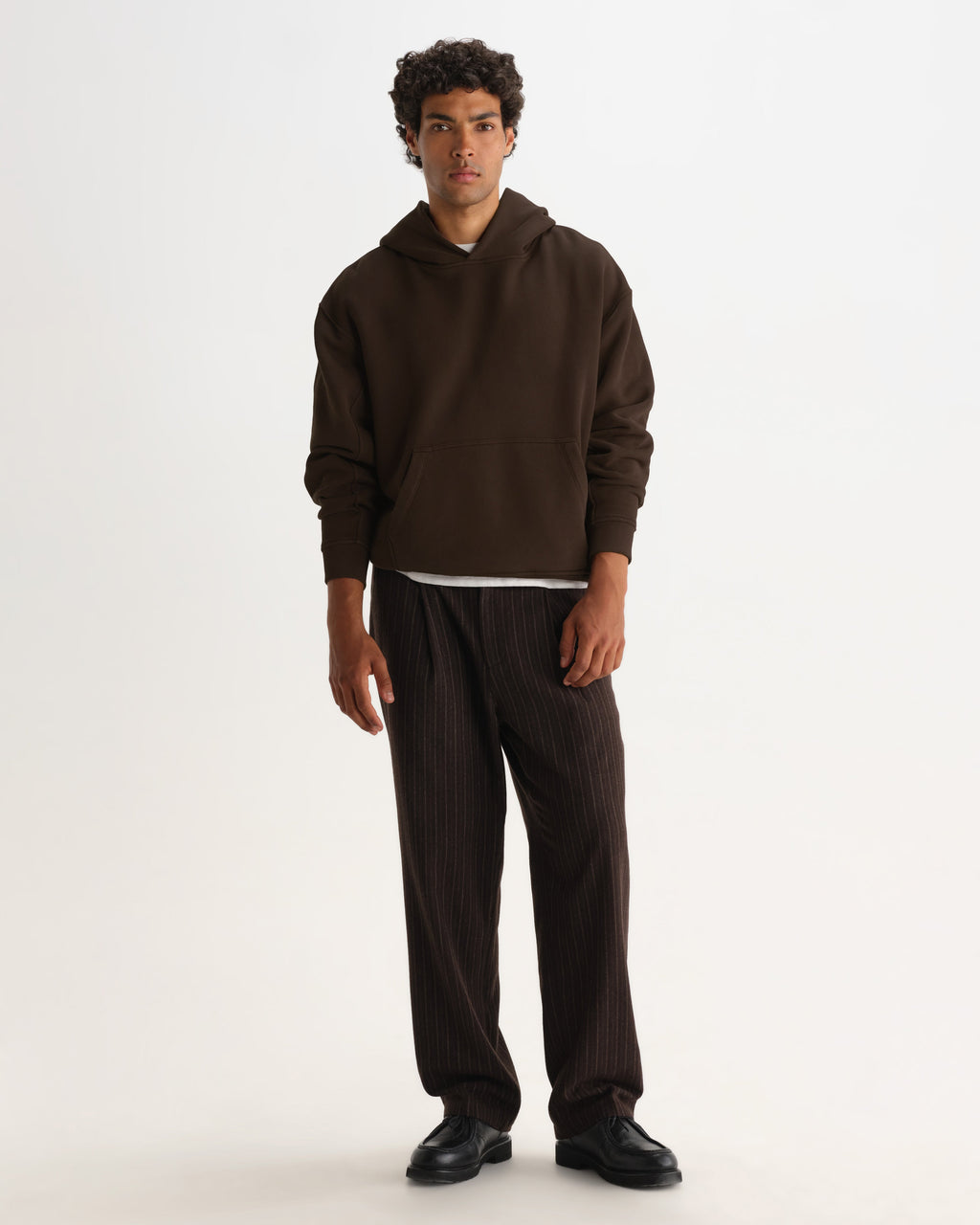 Rydal - Dark Brown Brushed Loopback Cotton Hoodie