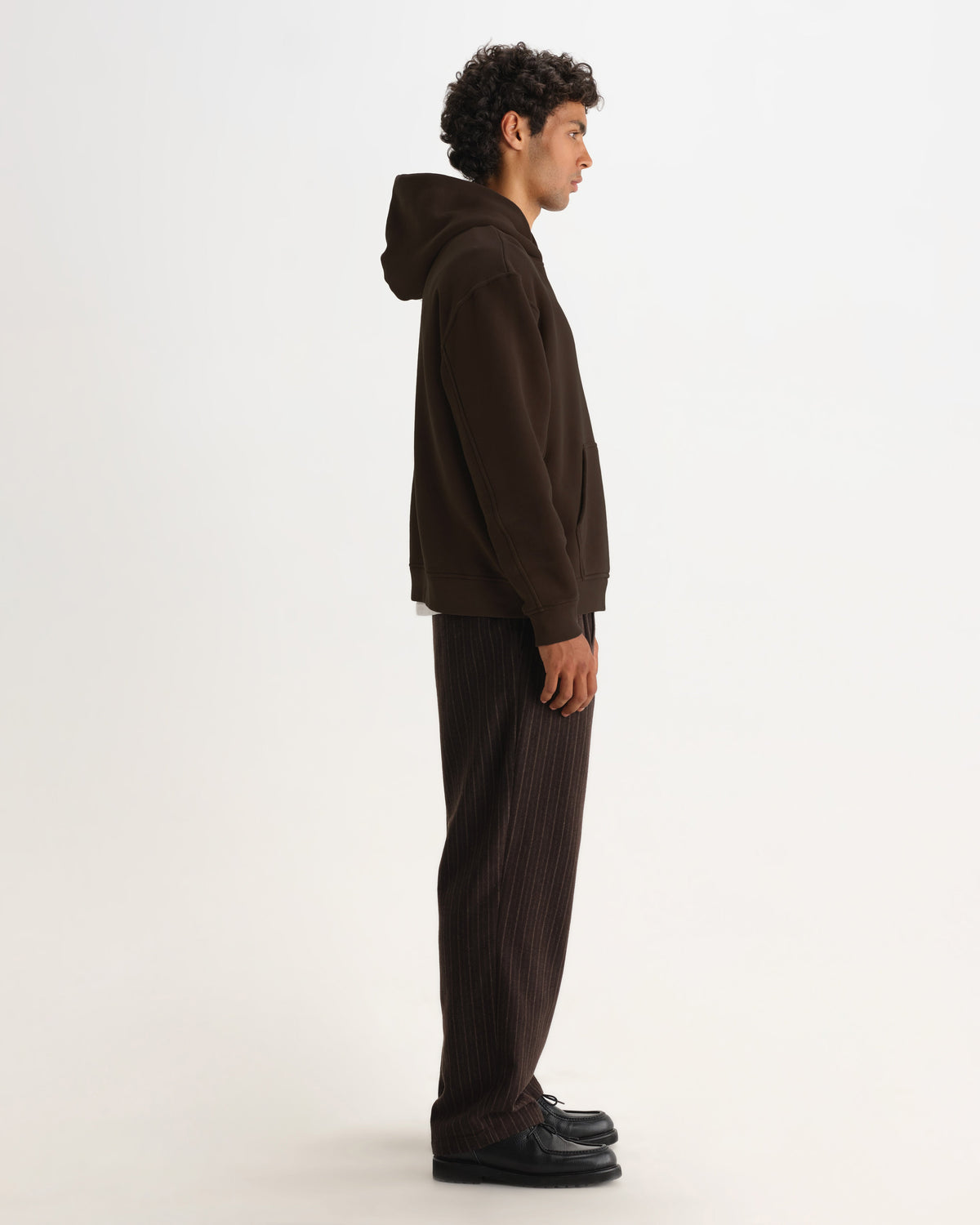 Rydal - Dark Brown Brushed Loopback Cotton Hoodie
