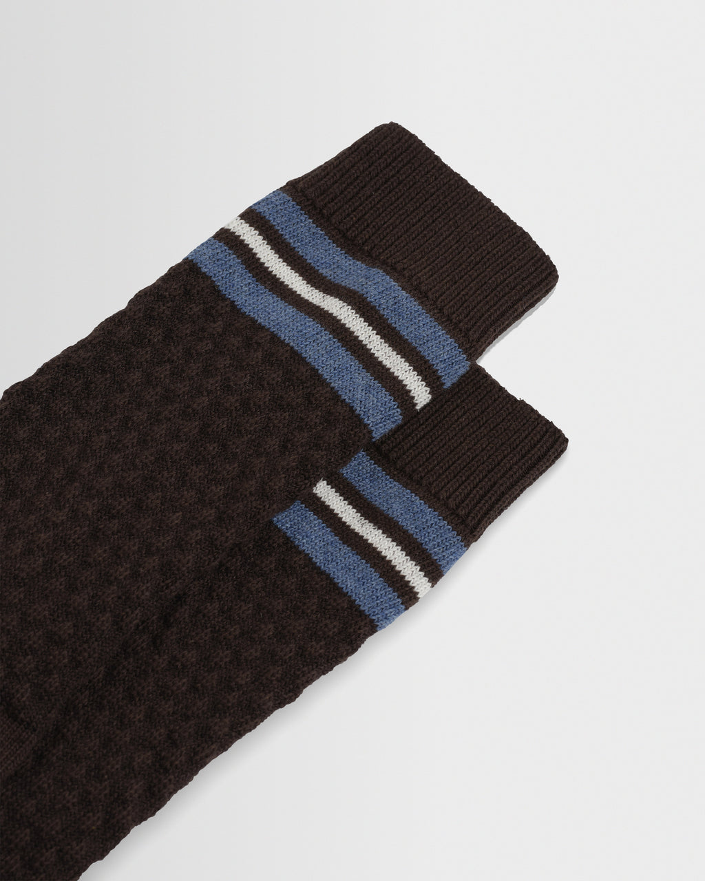Sandwell - Brown Marl And Blue Trio Stripe Cotton Socks