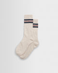 Sandwell - Ecru Marl And Navy Trio Stripe Cotton Socks