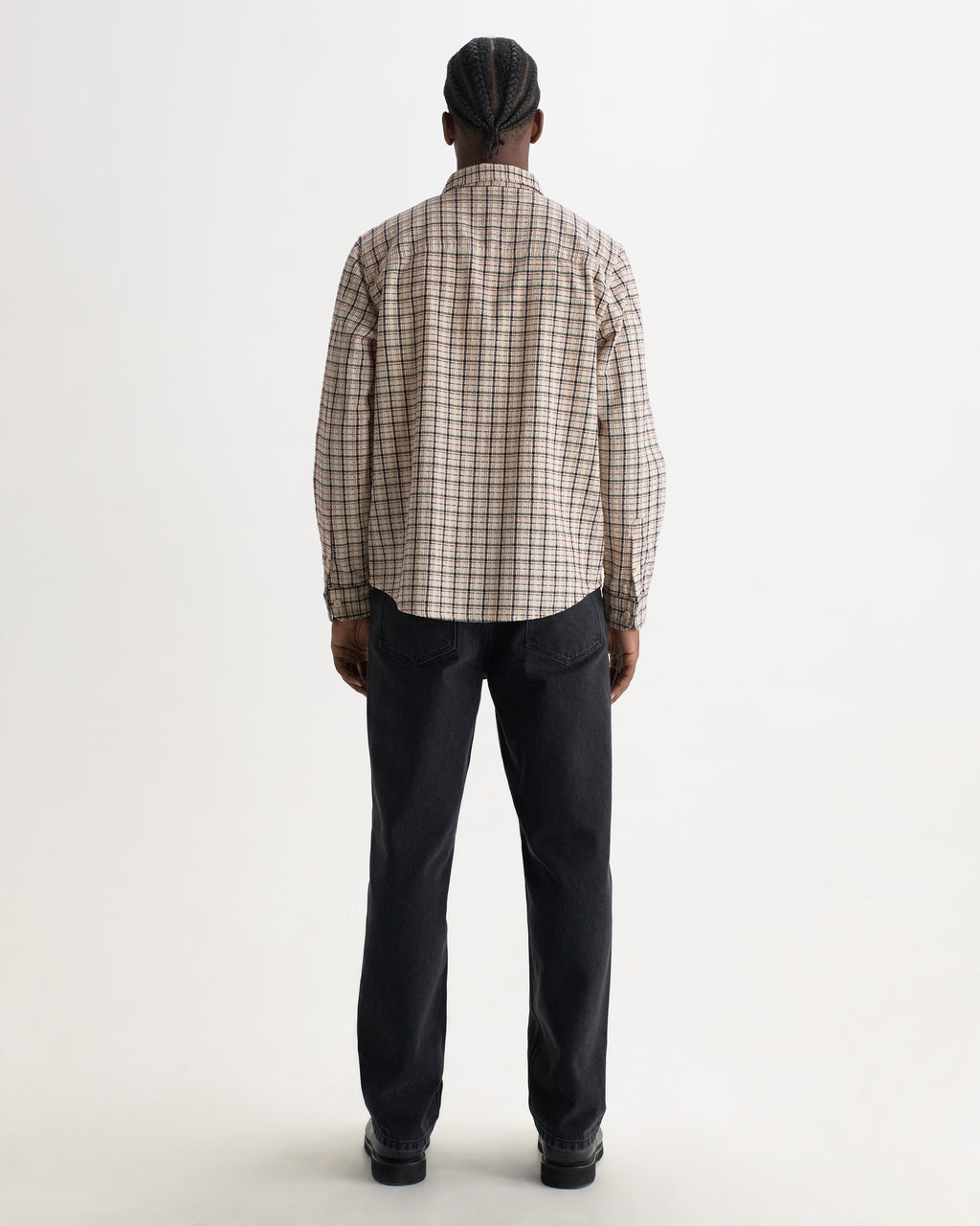 Shelly - Ecru And Red Check Dobby Cotton Shirt