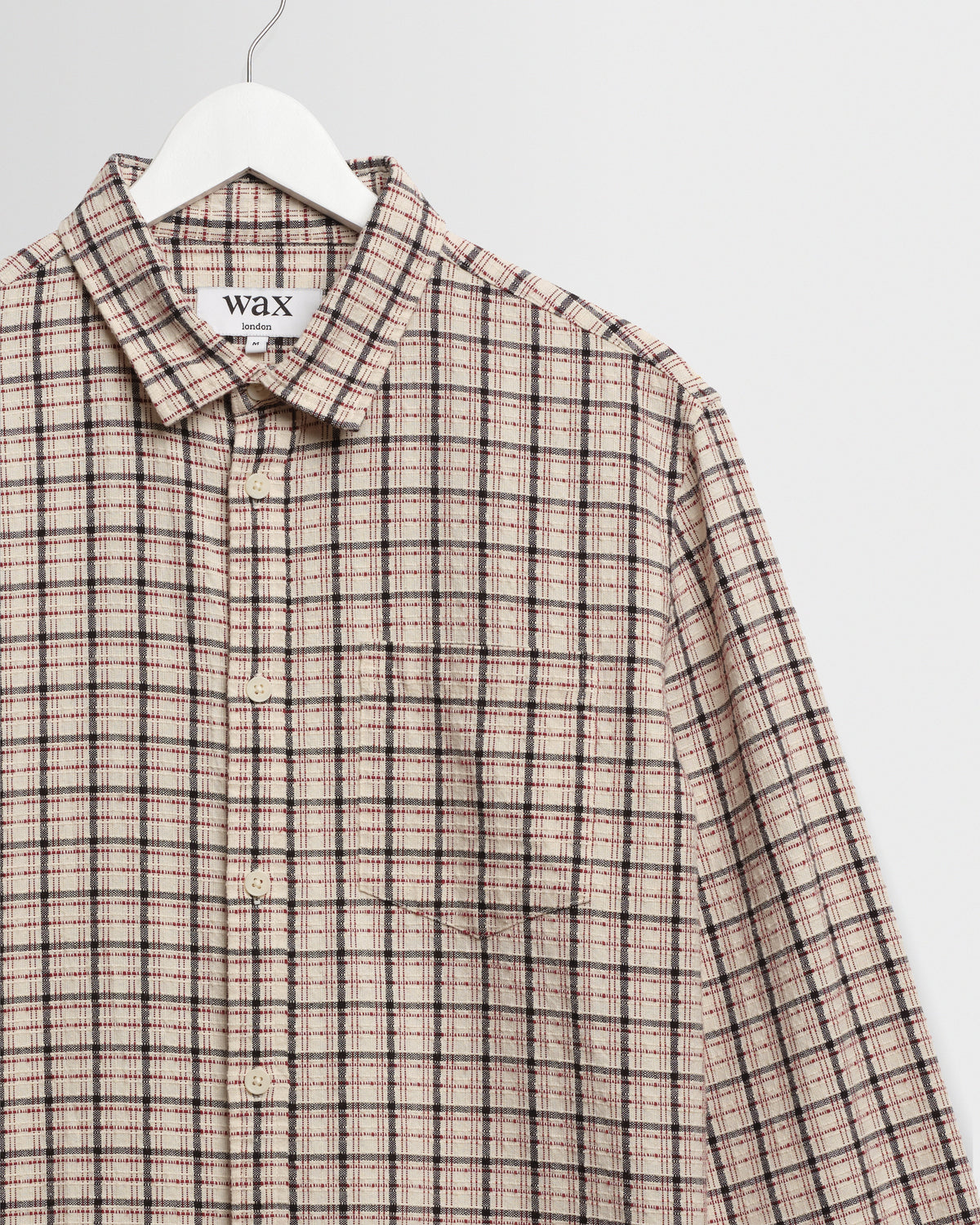 Shelly - Ecru And Red Check Dobby Cotton Shirt