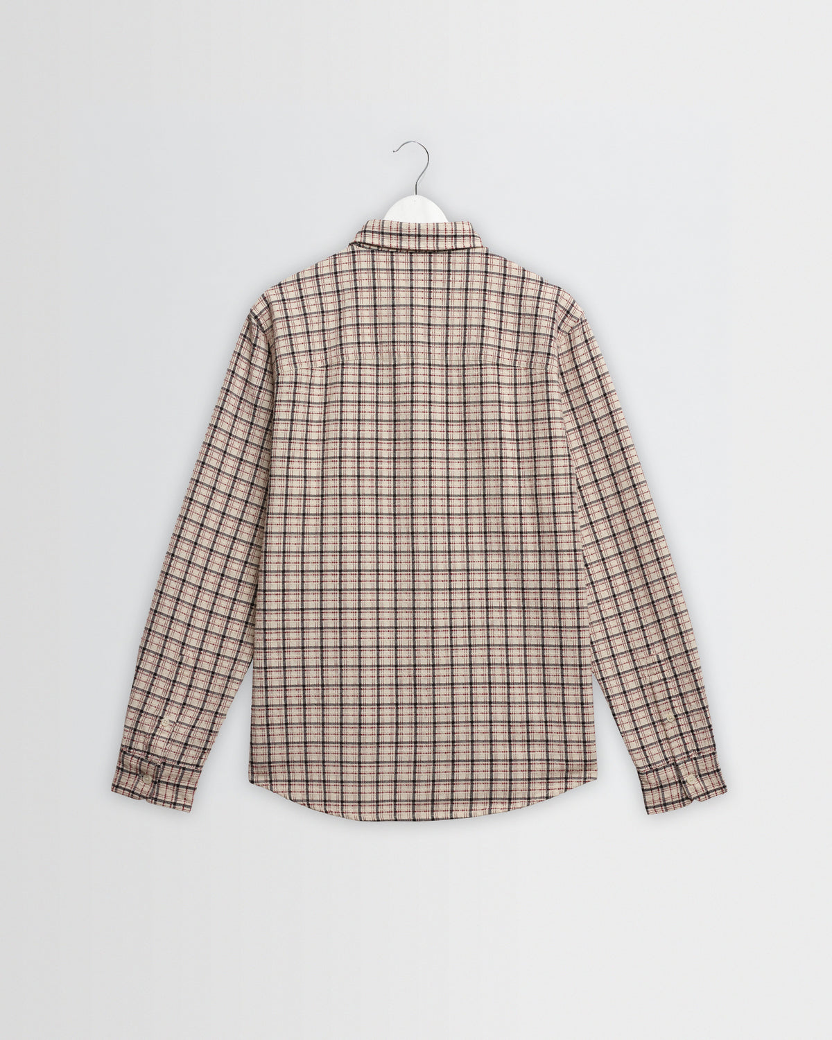 Shelly - Ecru And Red Check Dobby Cotton Shirt