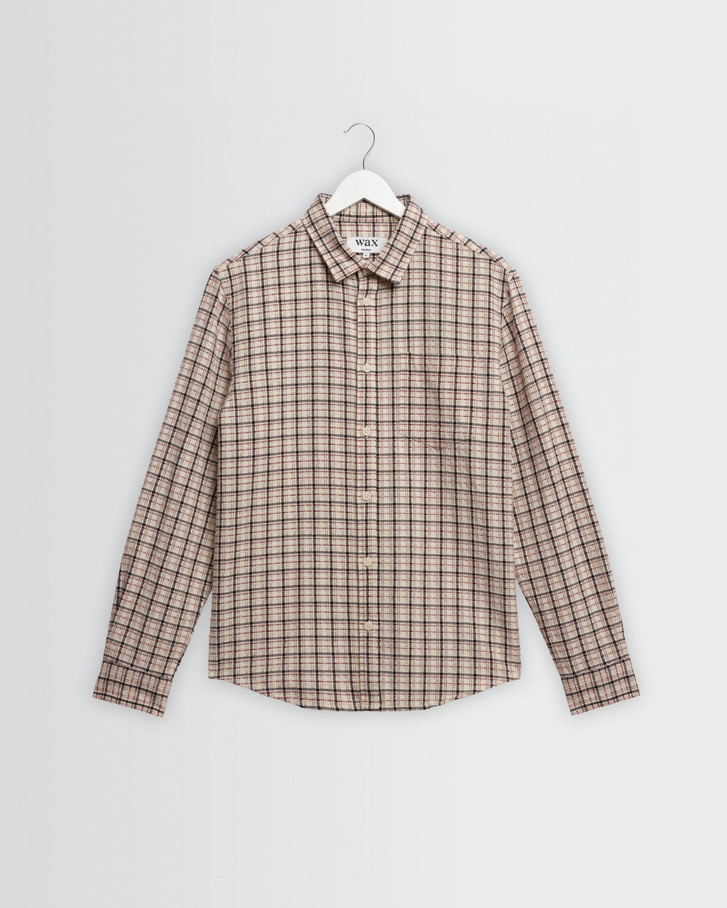 Shelly - Ecru And Red Check Dobby Cotton Shirt