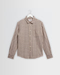 Shelly - Ecru And Red Check Dobby Cotton Shirt