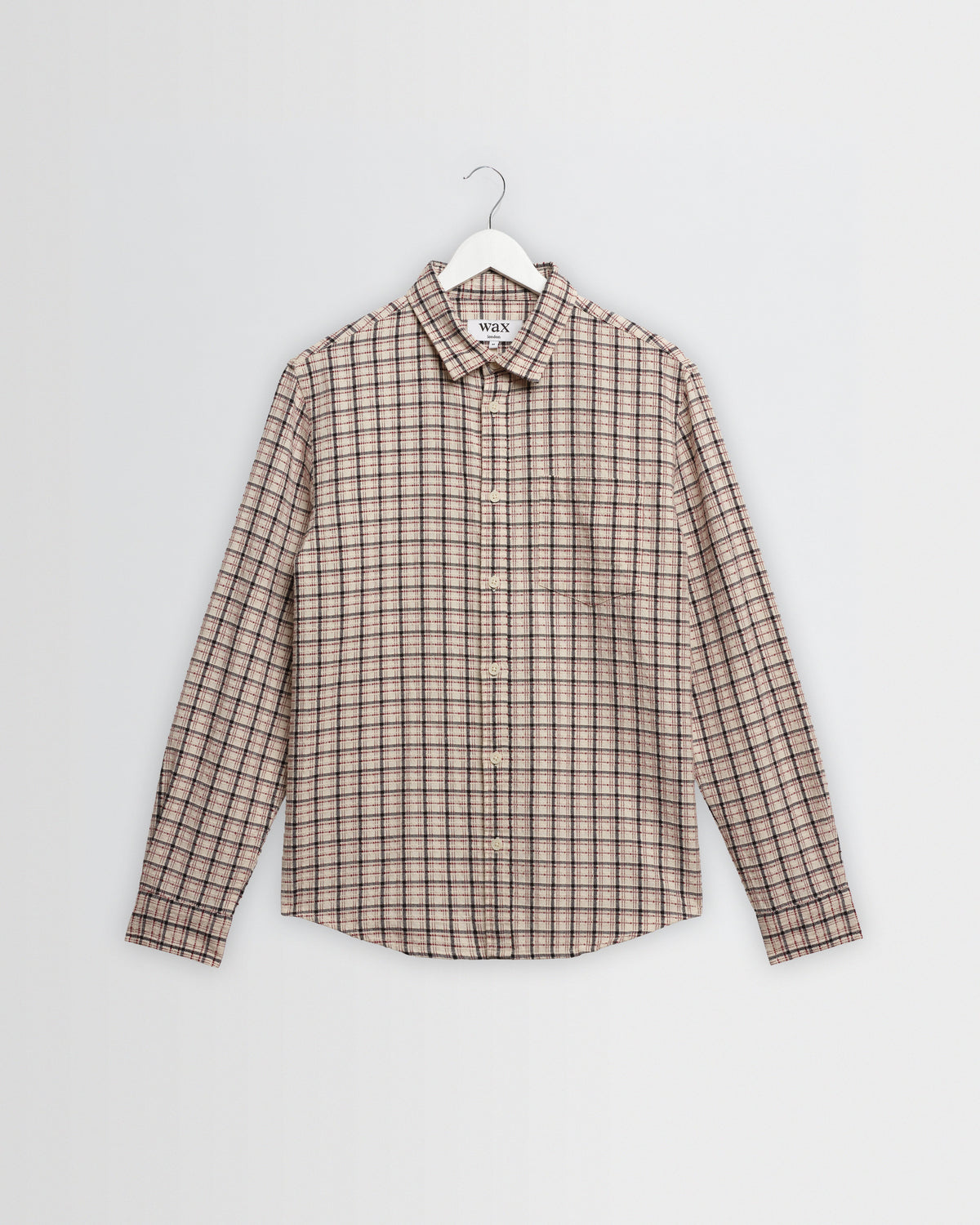 Shelly - Ecru And Red Check Dobby Cotton Shirt